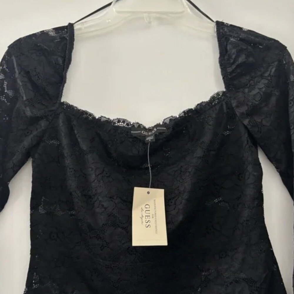 Guess Black Lace Top with Intricate Design